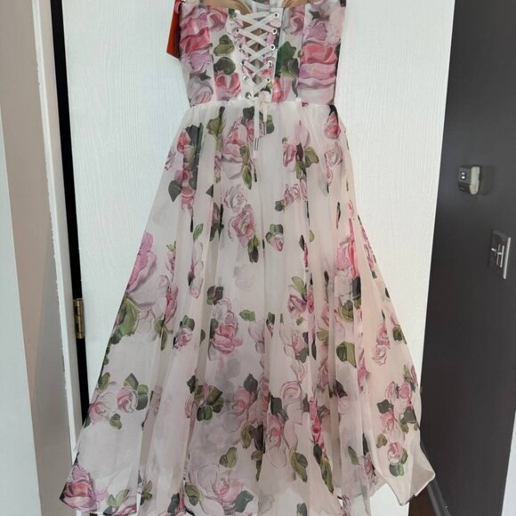 Floral Midi Dress - White and Pink - Picture 11 of 12